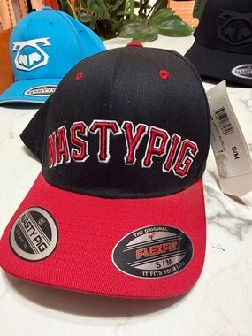 Nasty Pig Black and Red Flexfit Logo Baseball Cap